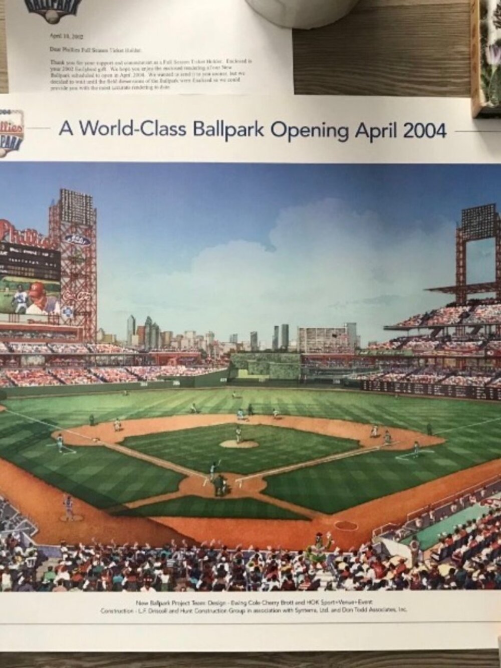 2002 Phillies Citizens Bank Park 2004 Project Blue Print Lithograph With COA
